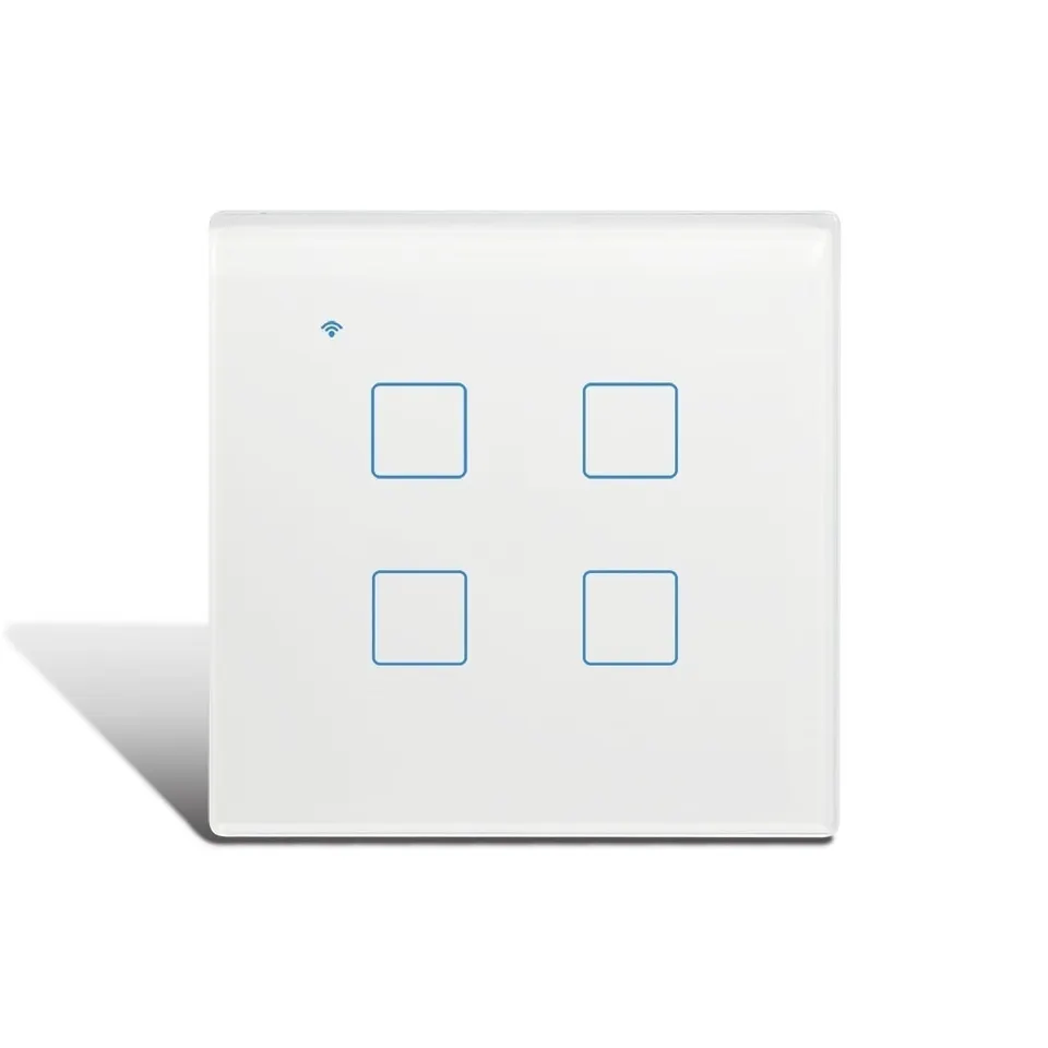 [SW-104-W-WiFi-OpN] Light Switch 4 Gang - Optional Neutral (WiFi, White)